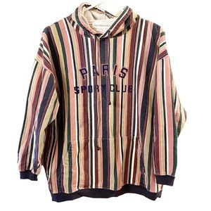 Vintage 80s/90s Paris Sport Club Multicolor Striped Hoodie